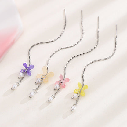 White Flowers Hanging Temperament Fairy Wind Summer Earrings