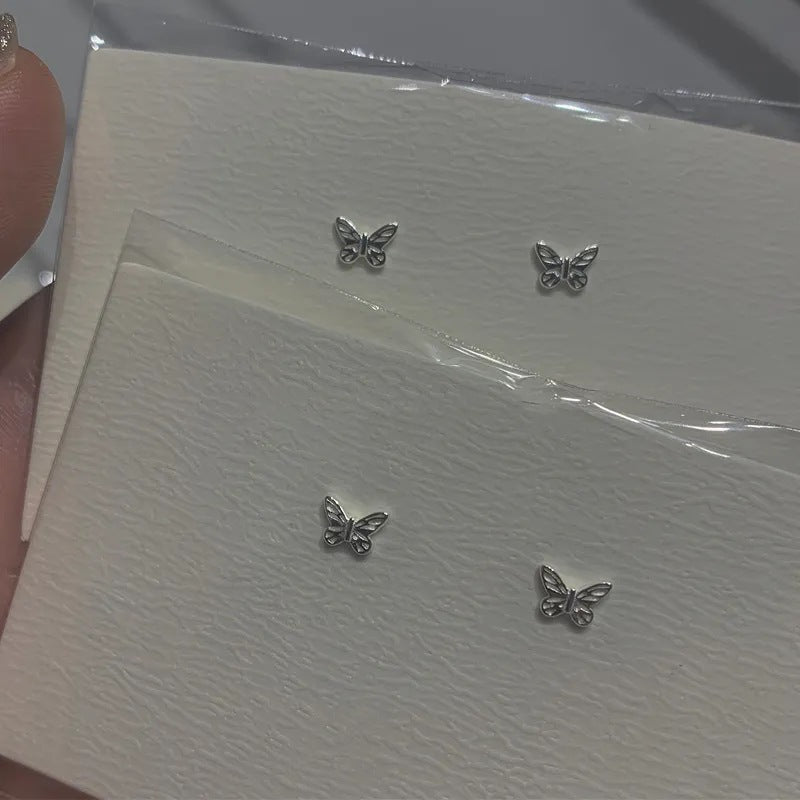 Women's Summer Mini Sier Small Butterfly Ear Rings