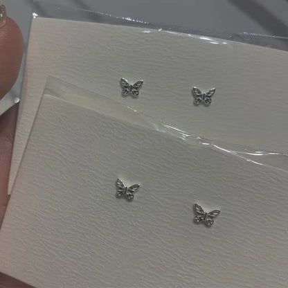 Women's Summer Mini Sier Small Butterfly Ear Rings