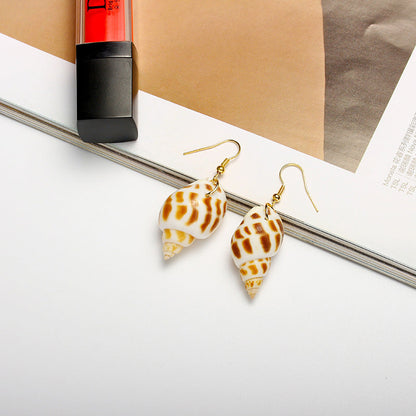 Creative Natural Shell Bohemian Conch Babylonia Earrings