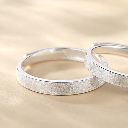 Sier Frosted Couple Niche Simple Korean Rings