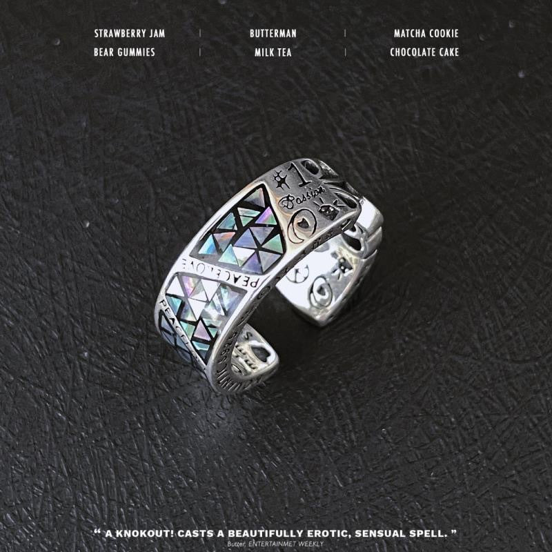 Sier-plated Totem Open Female Light Luxury Minority Rings