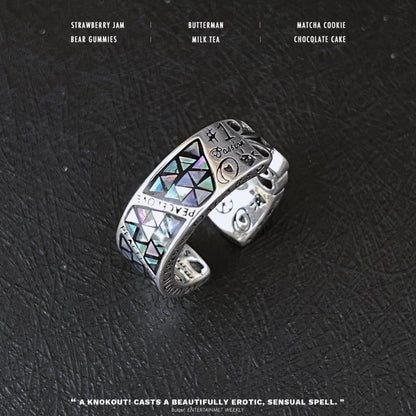 Sier-plated Totem Open Female Light Luxury Minority Rings