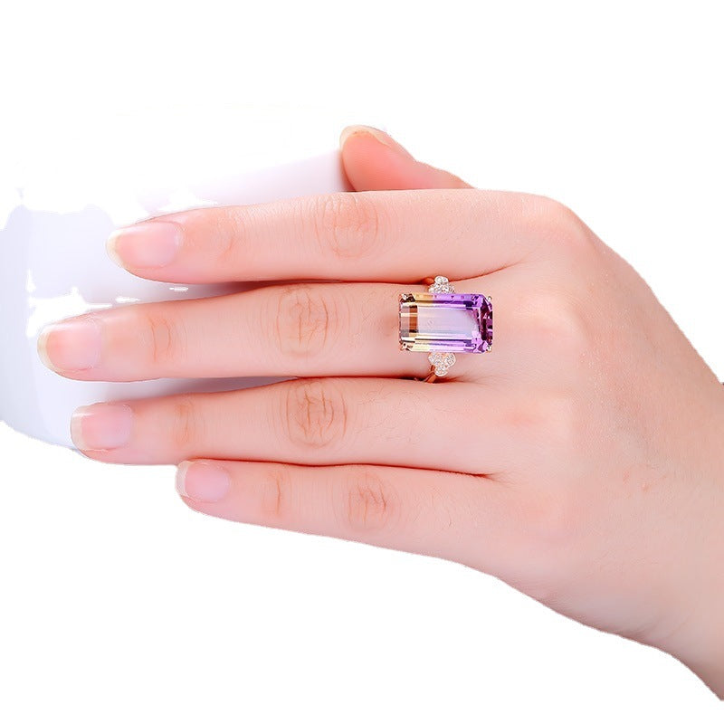 Luxury Tourmaline Rose Gold Plated Colored Rings