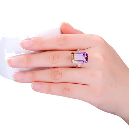 Luxury Tourmaline Rose Gold Plated Colored Rings