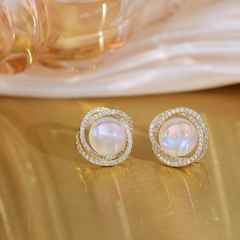 Design Zircon Mermaid Pearl Light Luxury Earrings