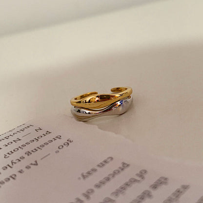 Women's Sier-plated Simple And Irregular Wave Open Rings