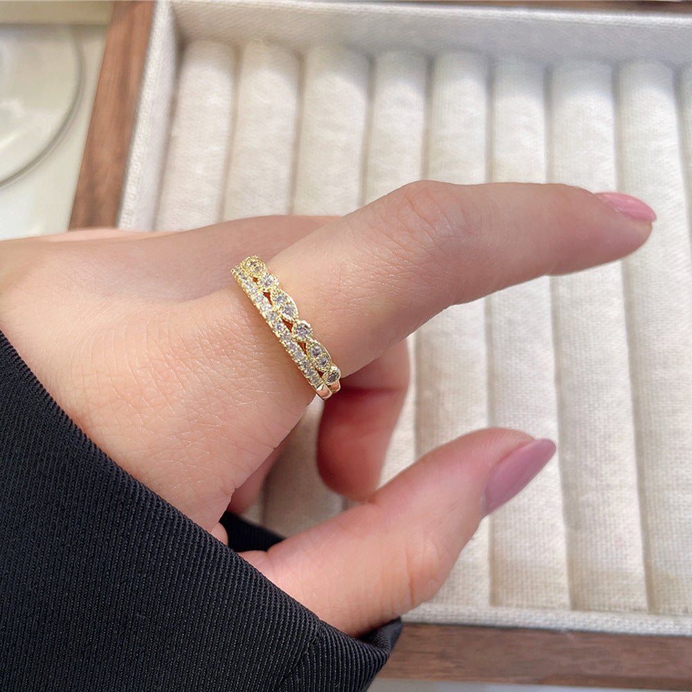 Women's Luxury Fashion Opening Zircon Adjustable Gold Rings