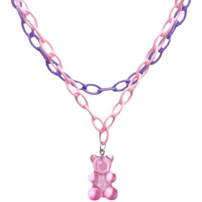 Cute Cartoon Colorful Bear Soft Candy Necklaces