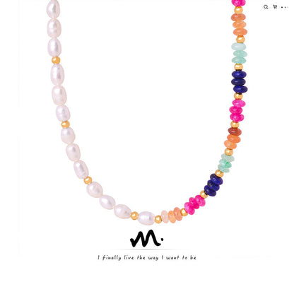 Women's High-grade Baroque Freshwater Colorful Pearl Natural Stone Necklaces