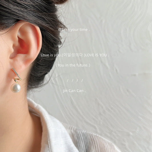 Micro Inlaid Zircon Sier Needle Plated Geometric Earrings