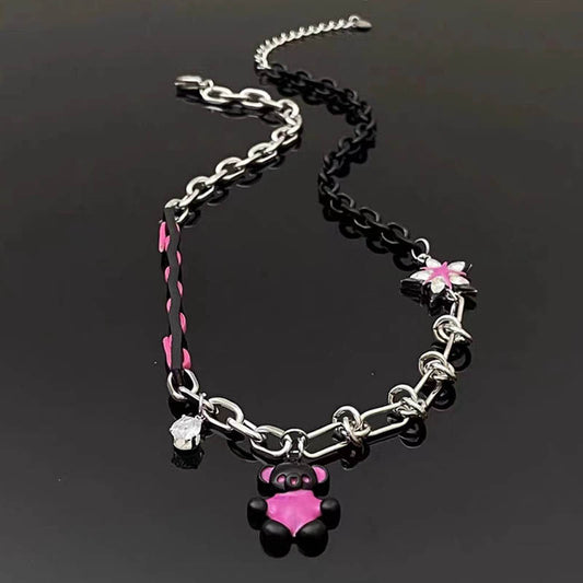 Women's Bear Pendant Leather For Light Luxury Minority Necklaces