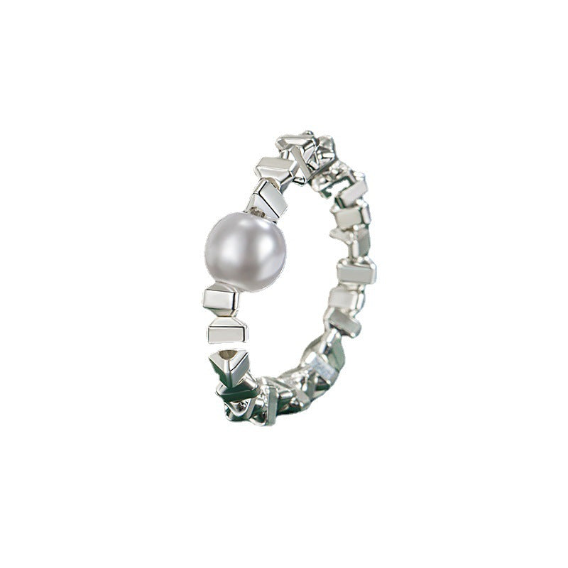 Women's Sier Pearl Personalized Niche Design Little Rings