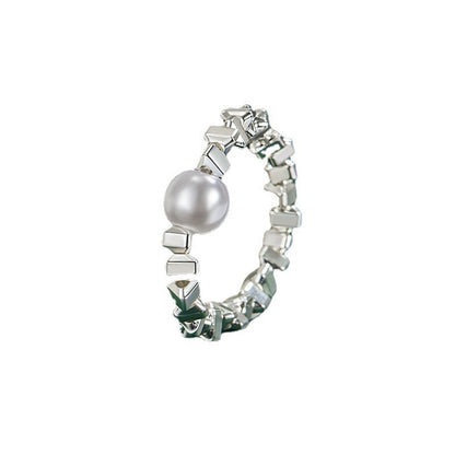 Women's Sier Pearl Personalized Niche Design Little Rings