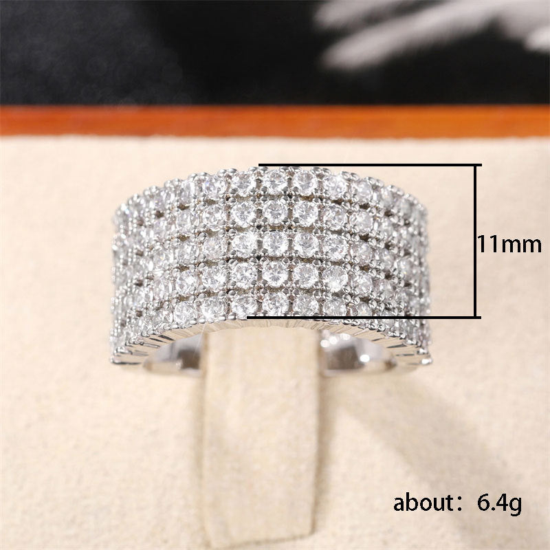 Women's Shi Luxury Five Rows Full Diamond Rings