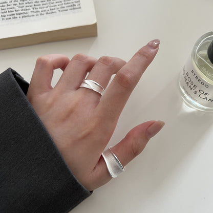 Entire Sterling Sier Bright Matte Glossy Open Rings