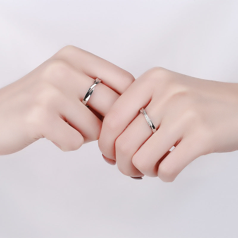 Sier Mobius Couple Open Personalized Simple Rings