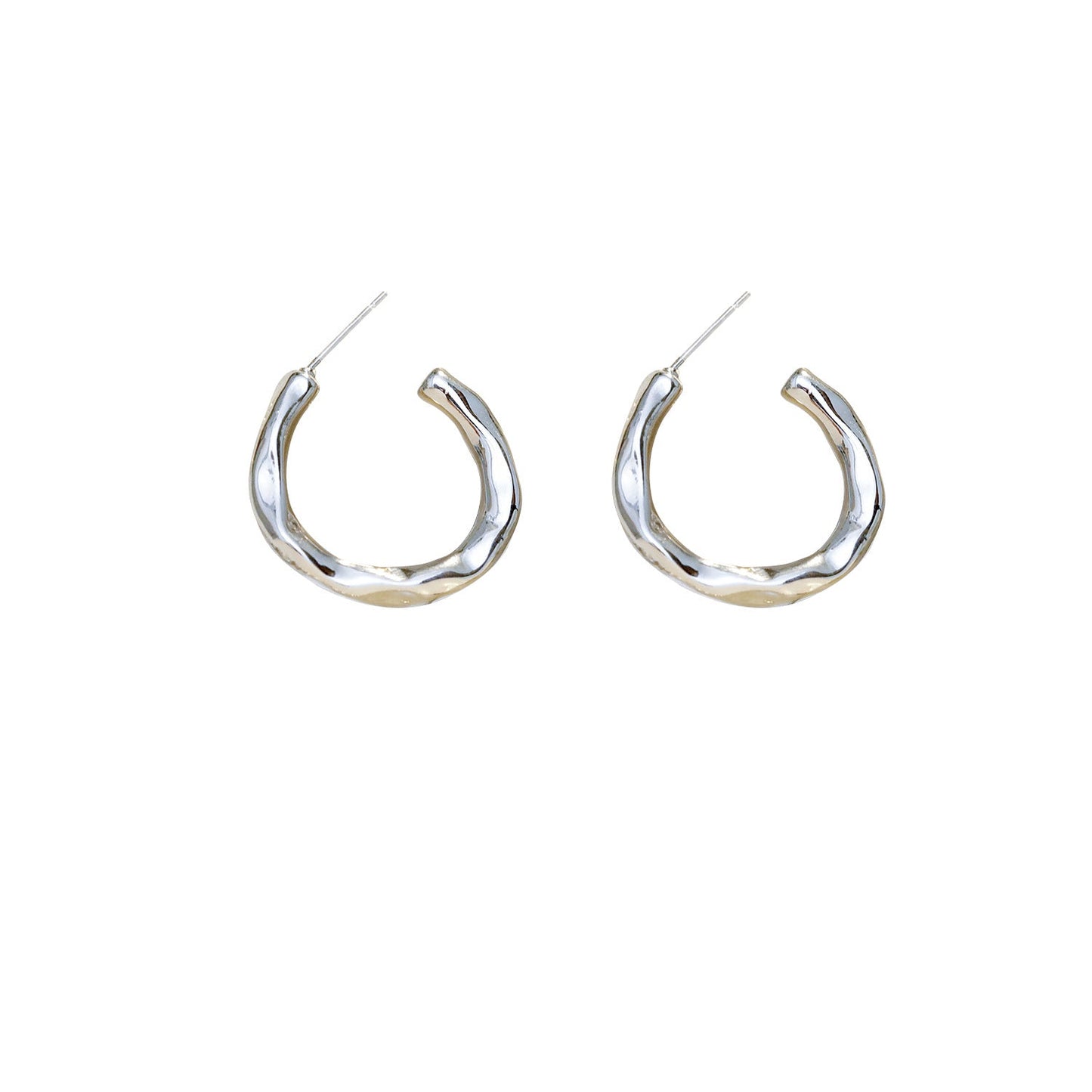 Irregular Pattern Baroque Texture Golden Sier Earrings