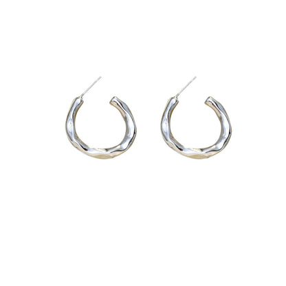 Irregular Pattern Baroque Texture Golden Sier Earrings