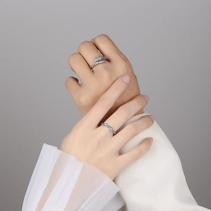 Simple Irregular Sterling Sier Design Texture Chinese Valentine's Rings