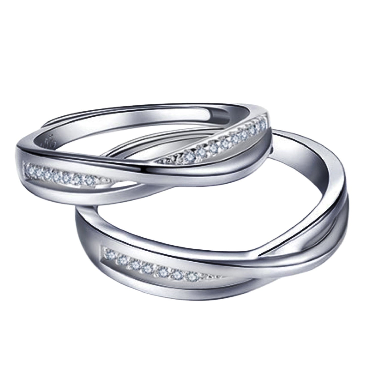 Women's & Men's & Interwoven Micro Inlaid Zircon Couple Rings