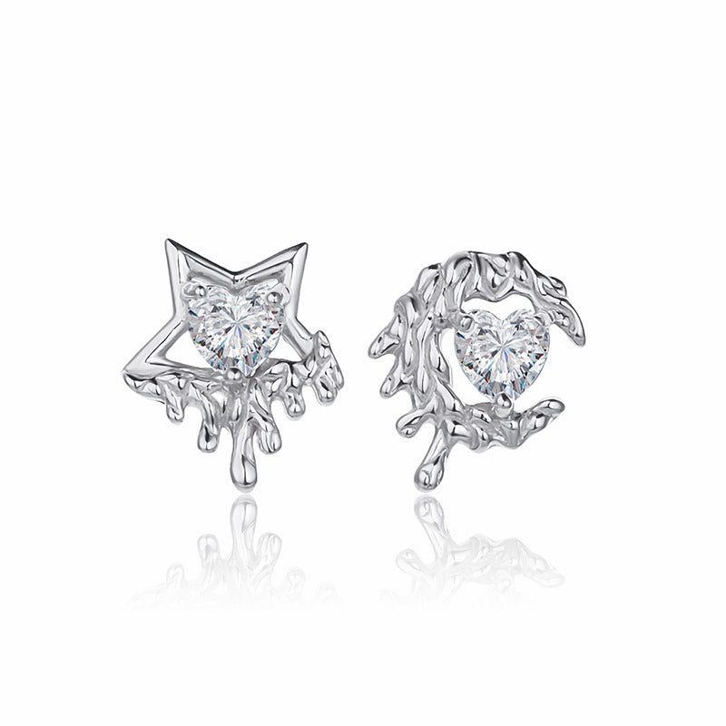 Fantasy Star And Moon Ear Sterling Rings