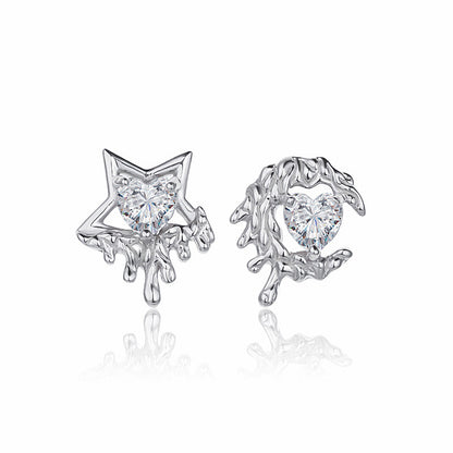 Fantasy Star And Moon Ear Sterling Rings