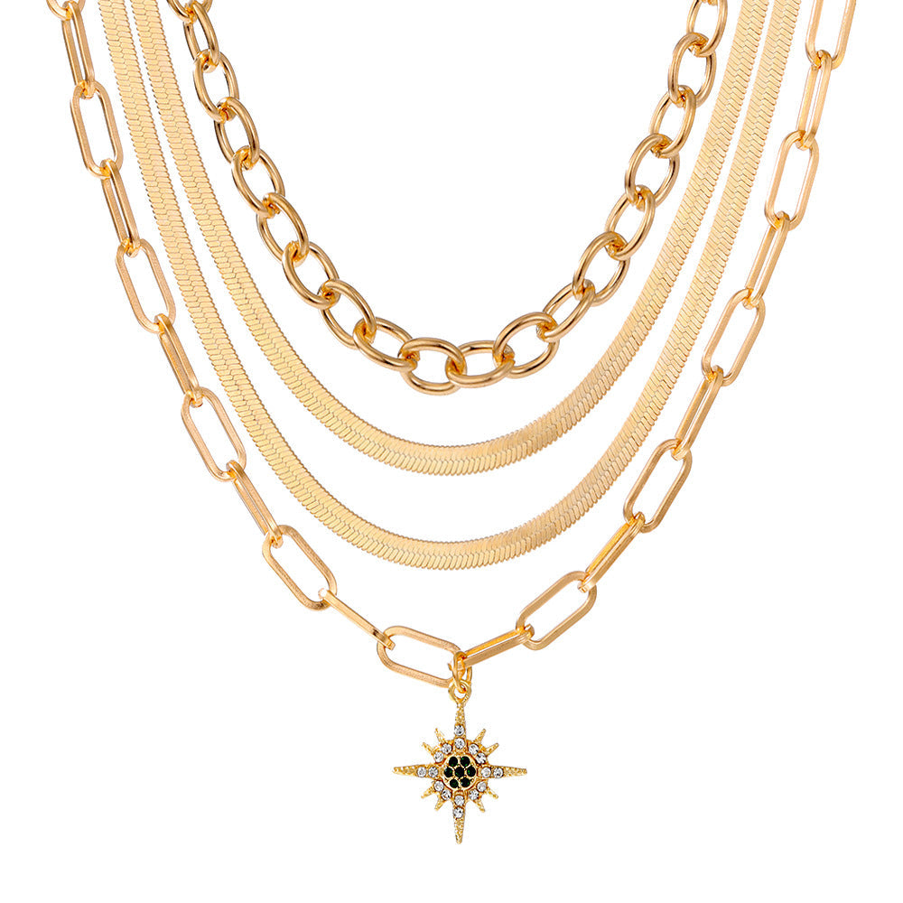 Women's Fashion Geometry Pattern Stars Snake Chain Necklaces
