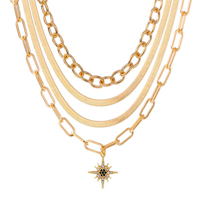 Women's Fashion Geometry Pattern Stars Snake Chain Necklaces