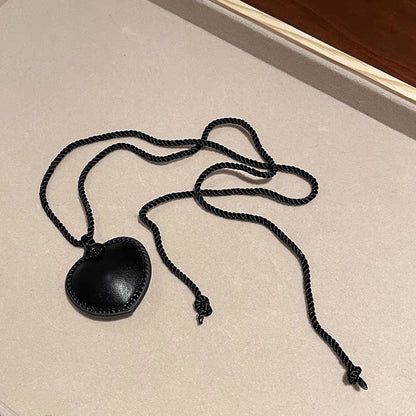 Rope Black Peach Heart Trend Adjustable Cute Necklaces