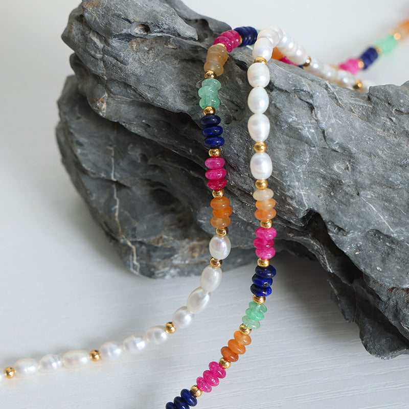 Women's High-grade Baroque Freshwater Colorful Pearl Natural Stone Necklaces