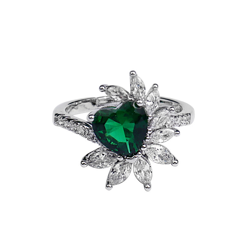 Diamond Female Niche Design Dark Green Rings