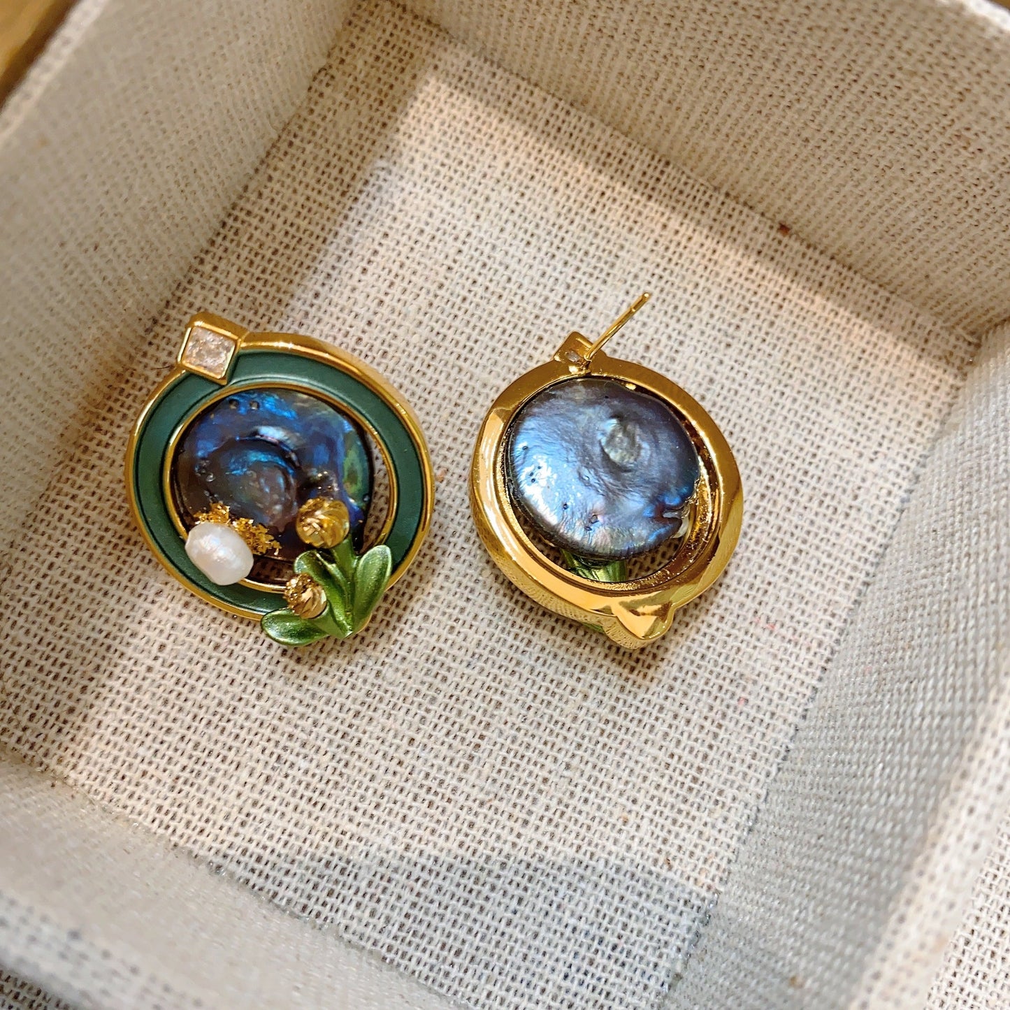 Women's Retro Enamel Antique French Oil Painting Earrings