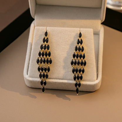 Women's Hollow Geometry Rhombus Light Luxury Long Earrings