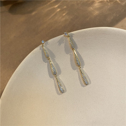 Diamond Water Drop Tassel High-grade Light Luxury Earrings