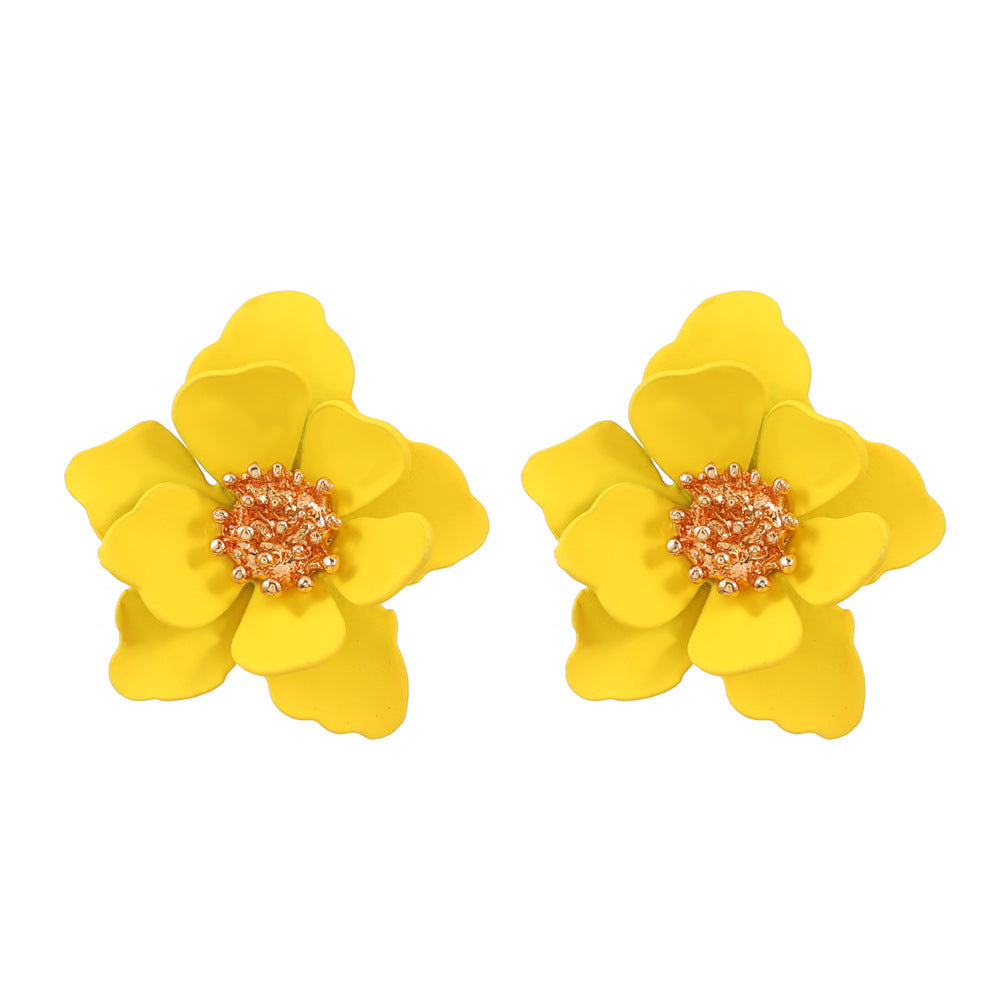 Colored Frosted Flower Mori Sweet Petal Earrings