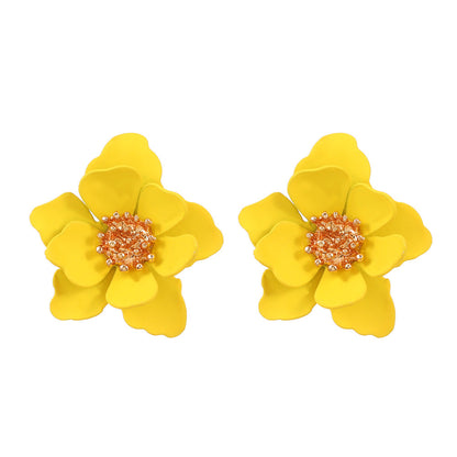 Colored Frosted Flower Mori Sweet Petal Earrings