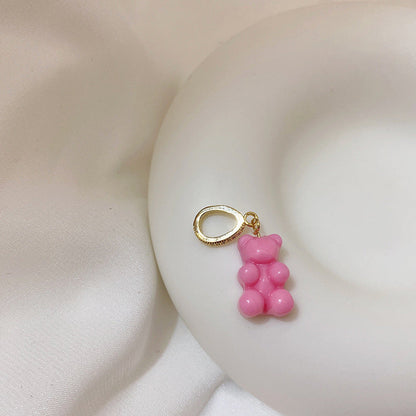 Transparent Bear Metal Smiley Pendant Female Necklaces