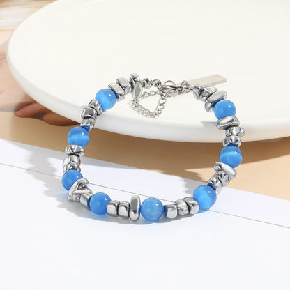 Men's Design Opal Stitching Tide Titanium Steel Bracelets