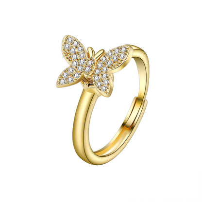 Creative Fashion And Butterfly Female Rotatable Opening Rings