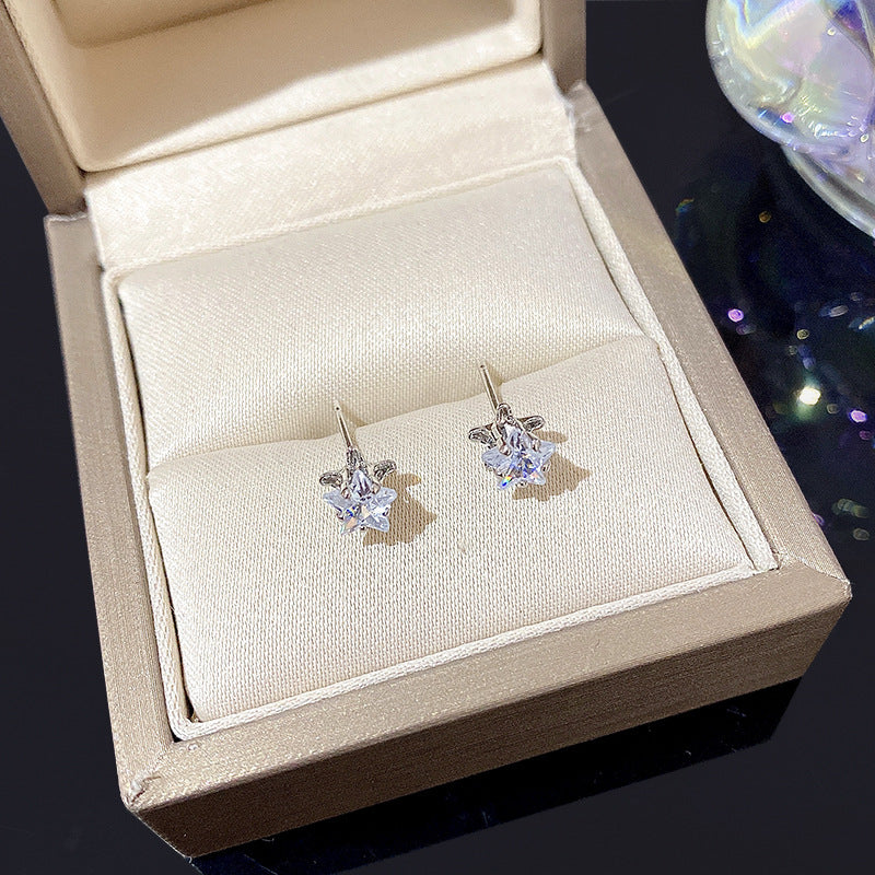 Pentagram Zircon Female Light Luxury Minority High-grade Earrings