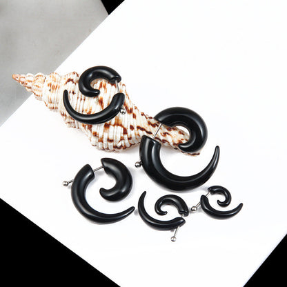 Stylish Versatile Black Horn Crooked Snail Earrings