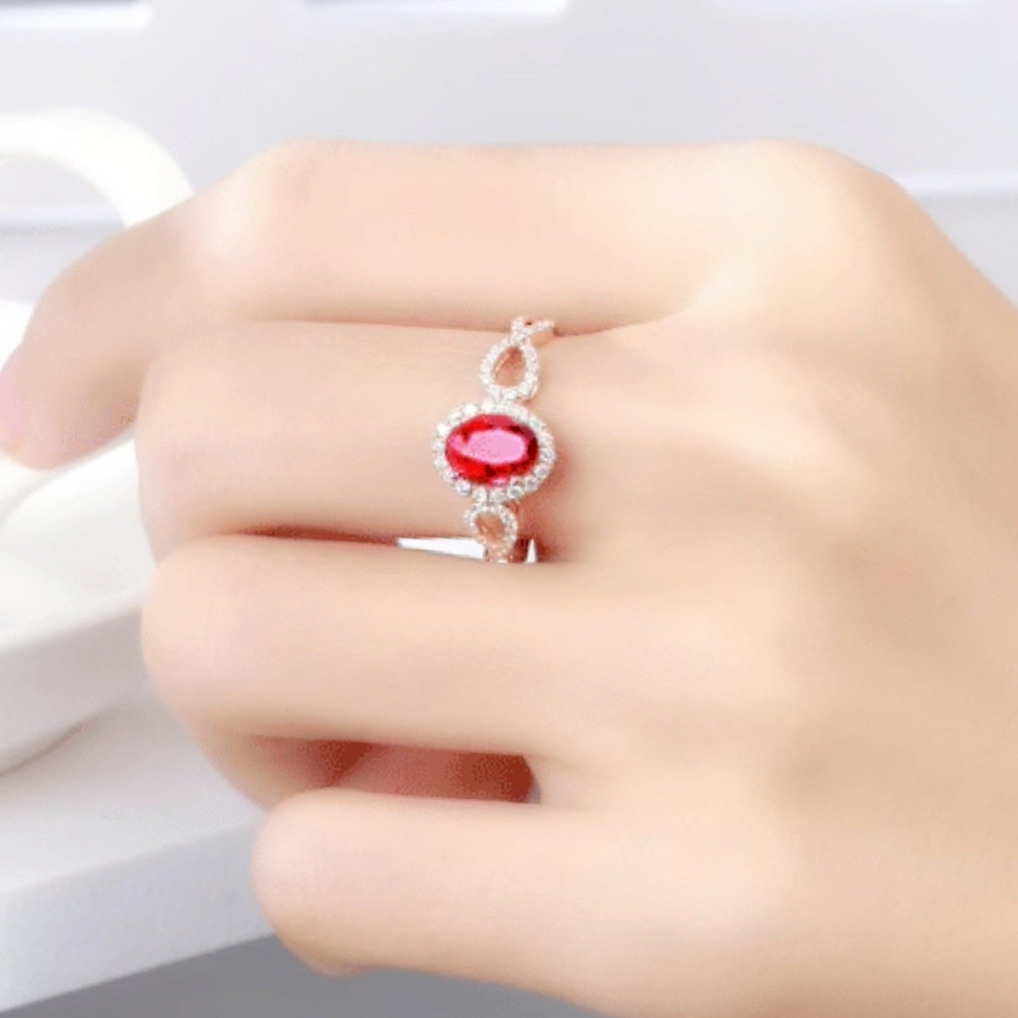 Live Imitation Natural Ruby Colored Gems Rings