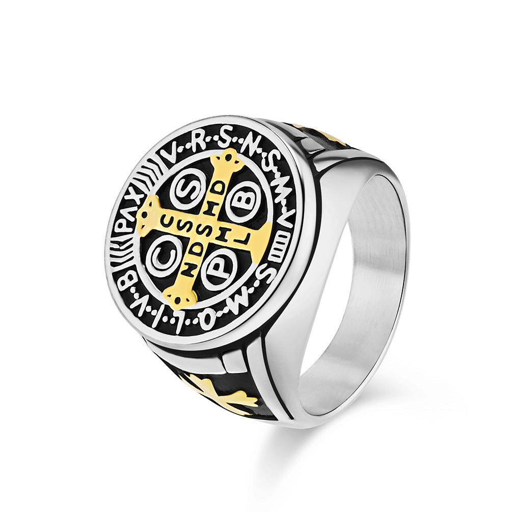 Men's Style Exorcist Titanium Steel Cross Niche Personality Rings