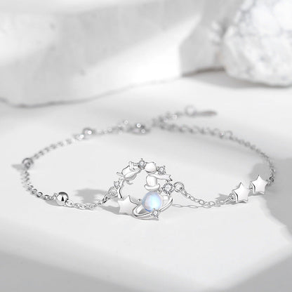 Women's Sterling Sier Dream Planet Clavicle Chain Necklaces