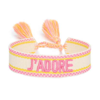 Women's Embroidered Letter Ribbon Carrying Strap Hand Bracelets