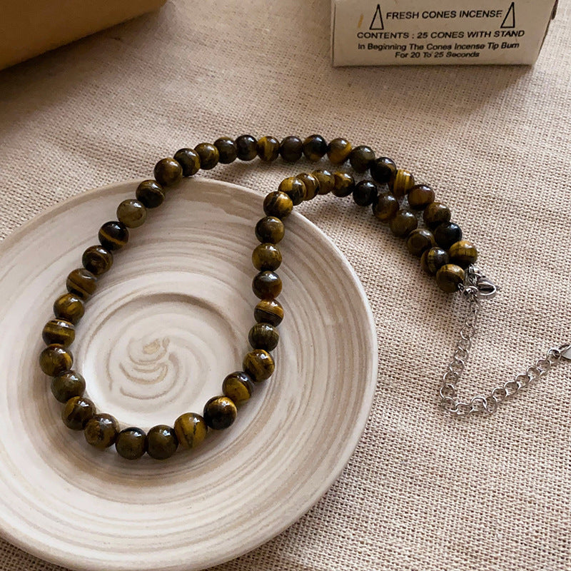 Women's Series Tigereye Butterfly Chinese Retro Beaded Sweater Necklaces