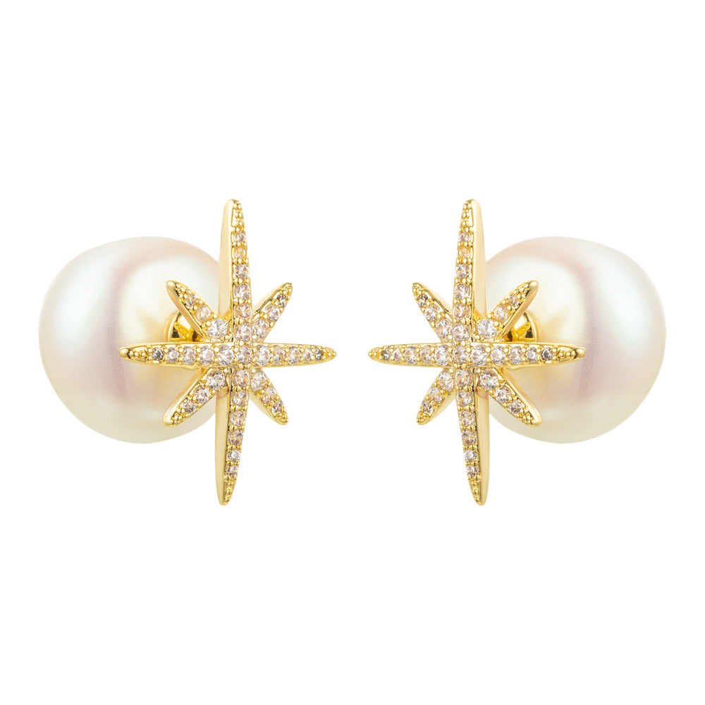 Women's Luxury Fashion Style Asterism Pearl Super Earrings