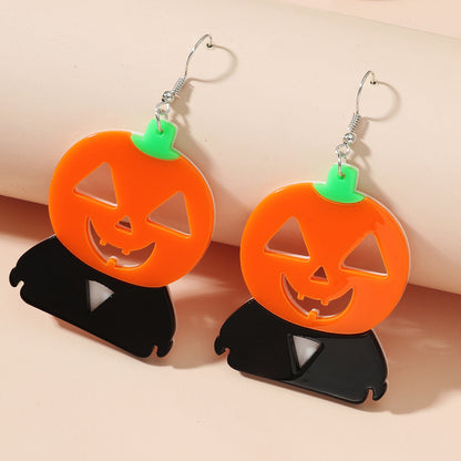 Women's Halloween Cartoon 3d Cute Funny Pumpkin Earrings