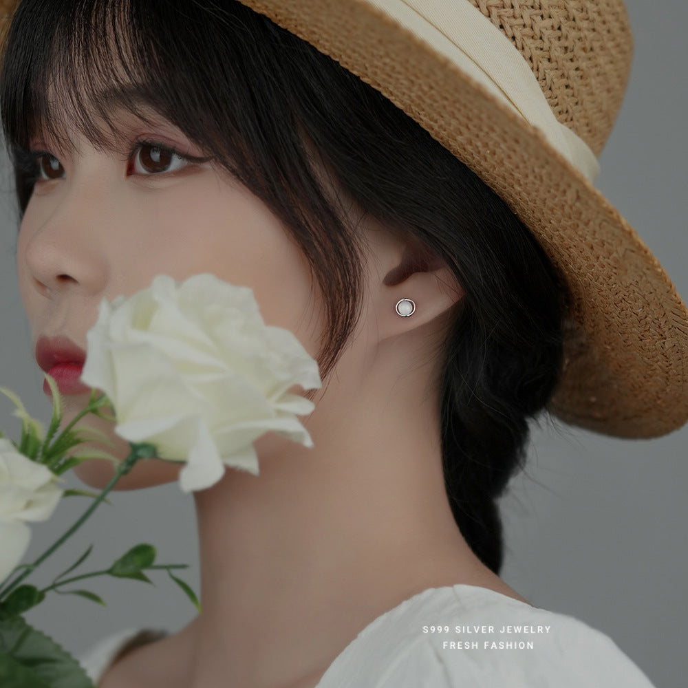 Women's Sier Opal Stone Ear Korean Light Luxury Temperament Earrings